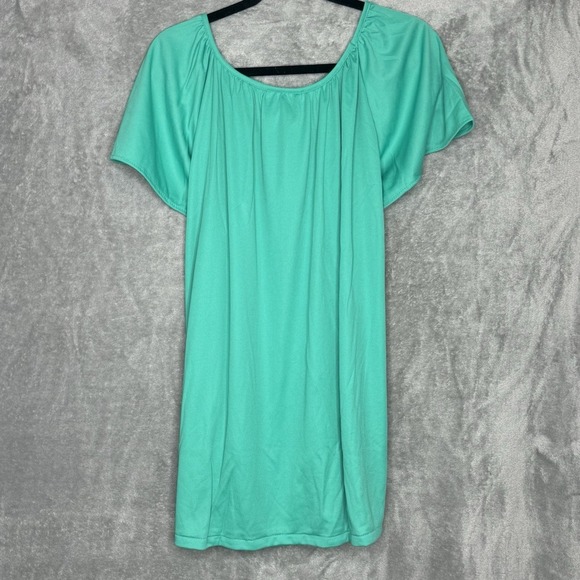 Improved Living 3X Shirt Top Green Solid Short Sleeve Scoop Neck Lightweight - Picture 4 of 6